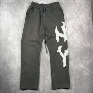 PacSun Mens XS Gray NY Applique Distressed Fleece Sweatpants Straight Joggers